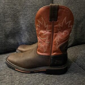 Justin Boots Mens Size 11.5 Brown Leather Western Work Square Toe EH SE4944